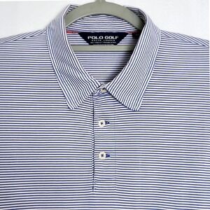Polo Golf Ralph Lauren Striped Pima Cotton Polo Shirt Mens XL Blue White‎
